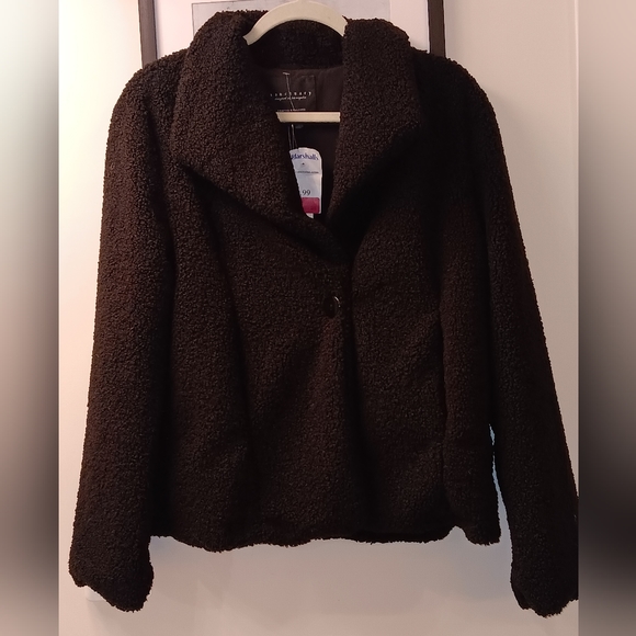NWT Sanctuary Single Button Teddy Coat, Size L, Black - Picture 2 of 5